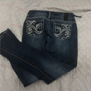 Vanity Dark Blue Embroidered Skinny Jeans